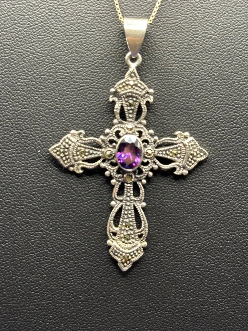 Charles Winston 925 Art Deco Revival Cross Pendant